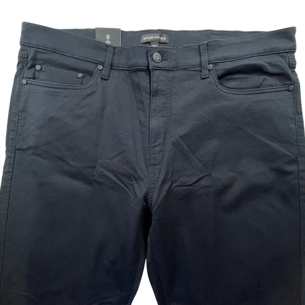 NWT Banana Republic Mens 40x32 5 Pocket Flat Front Slim Fit Stretch Pant‎ Black